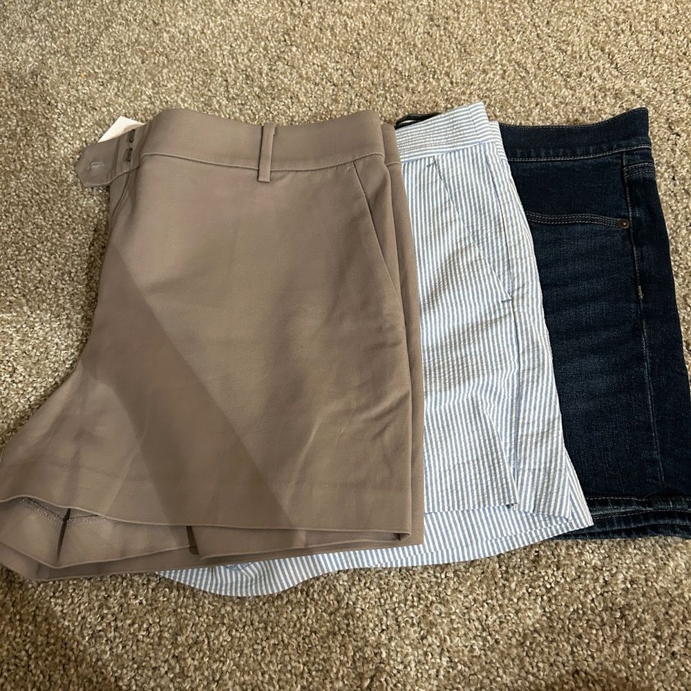 SOLD - 3 loft shorts - 2 riviera and 1 denim gray stripe blue